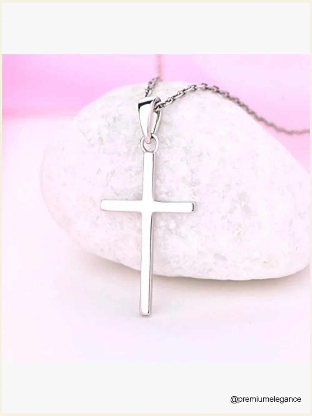 Solid 925 Sterling Silver Cross Pendant Necklace 18